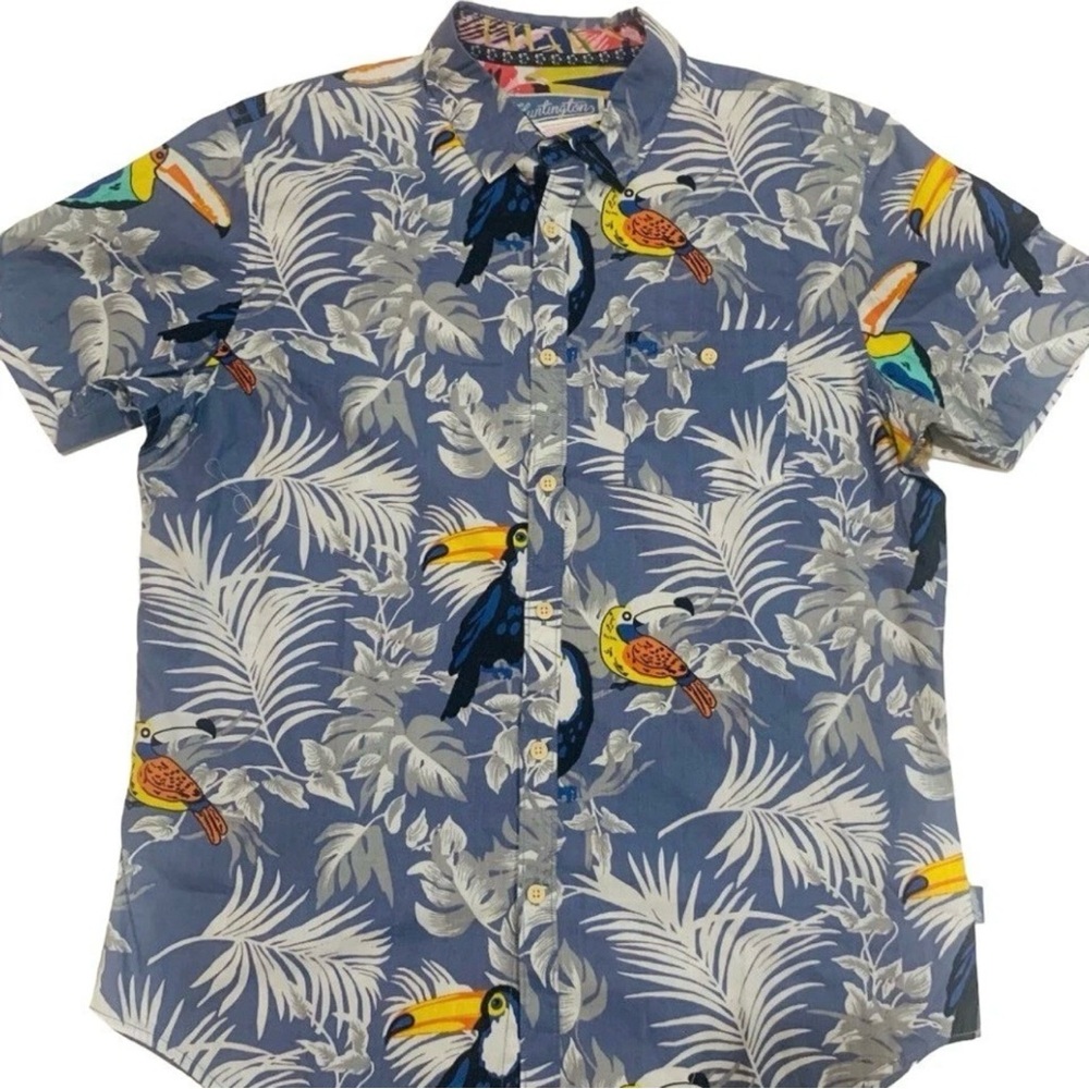New! Huntington Sz L Men Multicolored Button-up Shirt Short sleeve